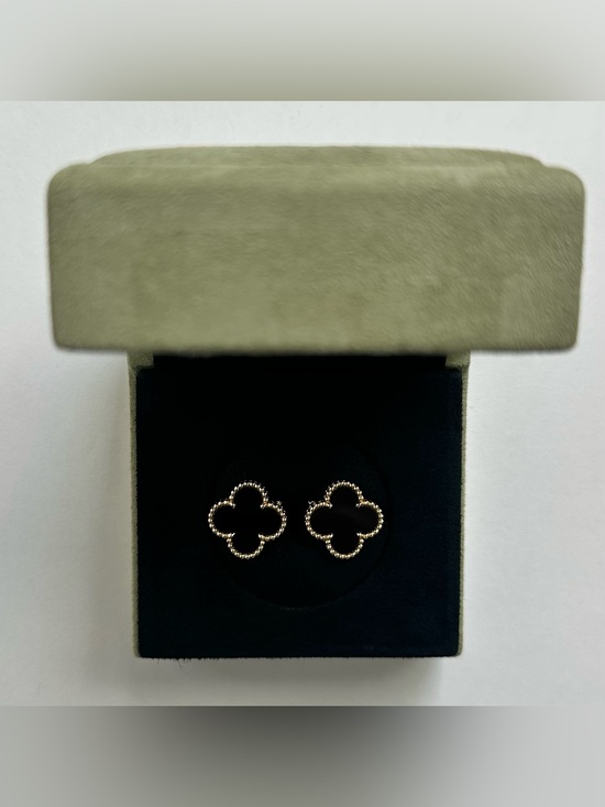 Van Cleef & Arpels Jewelry - Van Cleef & Arpels Vintage Alhambra Earrings 18K Yellow Gold Onyx VCA Clover